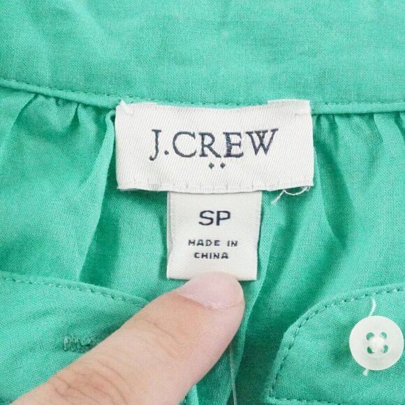 J.Crew Button Up Top Womens Petite Small Green Eyelet Mix media - Picture 5 of 11